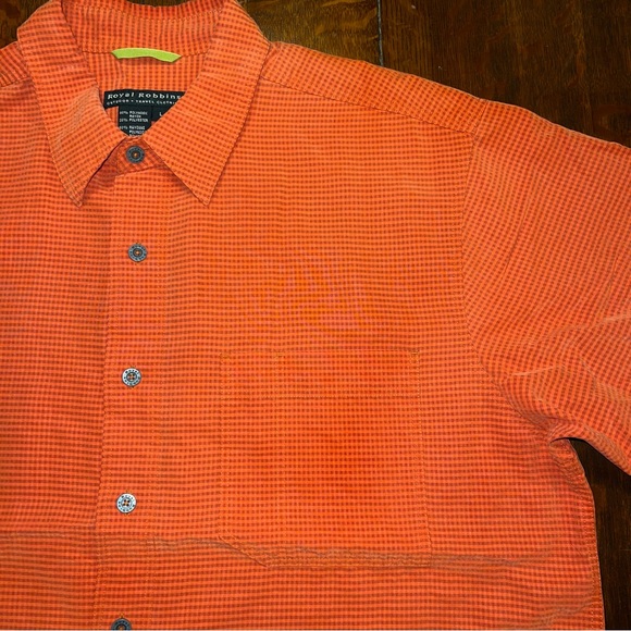 Royal Robbins Button Up Orange Plaid Shirt Short Sleeve Men’s  Large - Picture 4 of 11